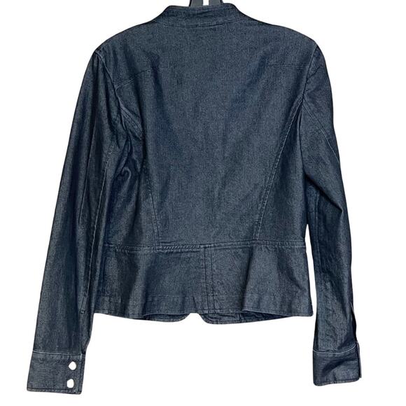 Apostrophe Jean jacket black stretch denim zipper pockets tailored size 8 NWOT - Picture 2 of 5